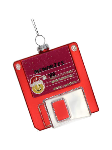Kersten Kerstboomversiering "Floppy Disk" rood - (H)9 cm