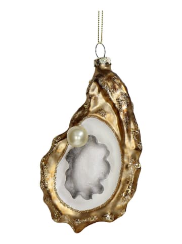 Kersten Kerstboomversiering "Oyster" goudkleurig - (H)14 cm