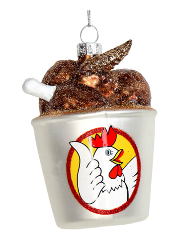 Kersten Kerstboompiek "Chicken Bucket" zilverkleurig/bruin - (H)10,4 cm
