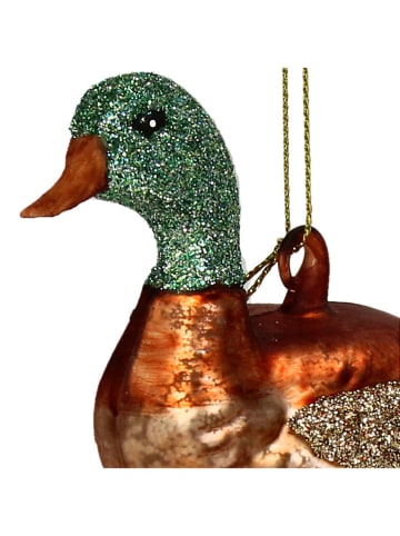 Kersten Kerstboomversiering "Duck" broen/groen - (H)14,5 cm