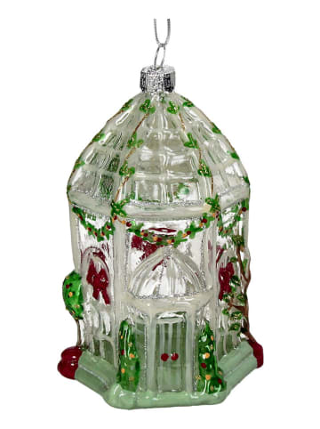 Kersten Kerstboomversiering "Round Greenhouse" groen/wit - (H)12 cm