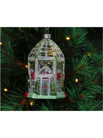 Kersten Kerstboomversiering "Round Greenhouse" groen/wit - (H)12 cm