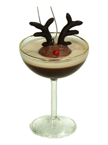 Kersten Kerstboomversiering "Reindeer Martini" bruin - (H)10,8 cm
