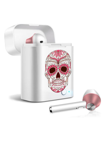 SmartCase Słuchawki douszne Bluetooth "Skull" w kolorze srebrno-różowym