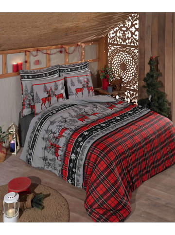 Colourful Cotton Beddengoedset rood/grijs