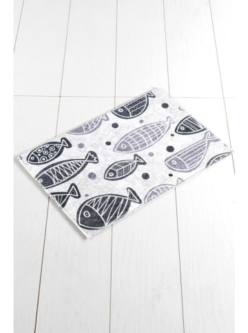 Colorful Cotton Badmat "Fish" grijs/wit