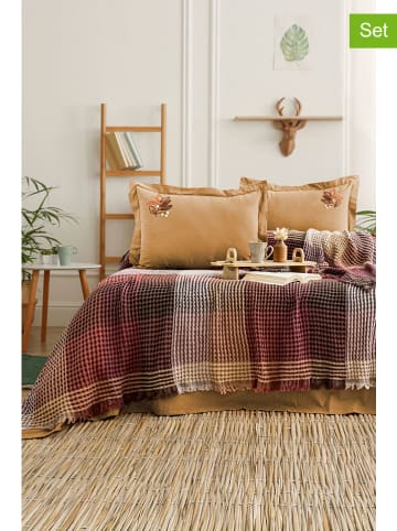 Colourful Cotton 4tlg. Tagesdecken-Set in Rot