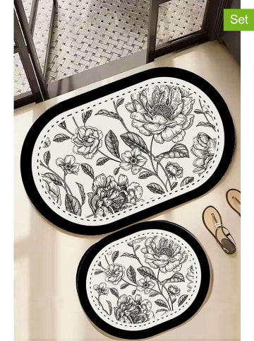 Colourful Cotton 2tlg. Set: Badematten in Weiß/ Schwarz