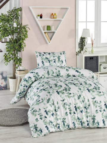 Colorful Cotton Komplet pościeli w kolorze biało-zielonym