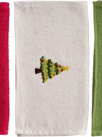 Colourful Cotton 3er-Set: Handtücher in Weiß/ Rot/ Grün