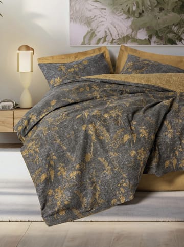 Colourful Cotton Renforcé beddengoedset "Yadawa" grijs/mosterdgeel