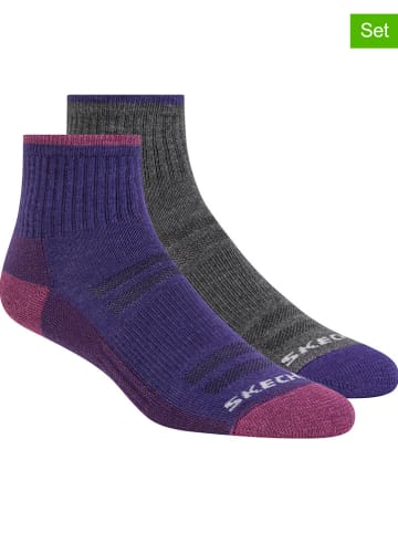Skechers 2-delige set: sokken grijs/paars