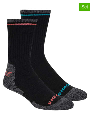 Skechers Skarpety (2 pary) w kolorze jasnoróżowo-błękitno-czarnym