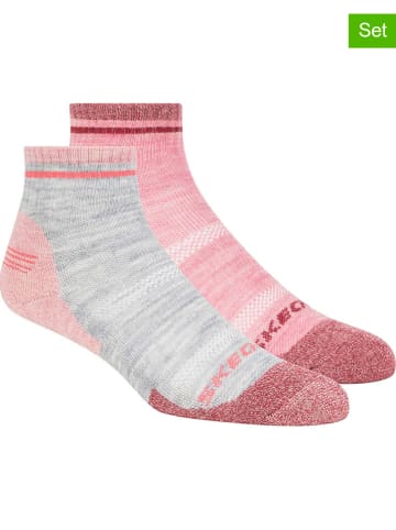 Skechers Skarpety (2 pary) w kolorze jasnoróżowo-szarym