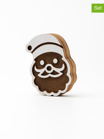 Samimi Stemple (2 szt.) "Santa" w kolorze jasnobrązowo-białym - 7 x 5 cm
