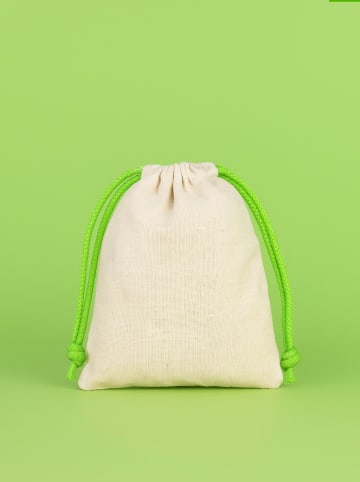 Samimi 10-delige set: stoffen tassen beige/groen - (L)13 x (B)10 cm