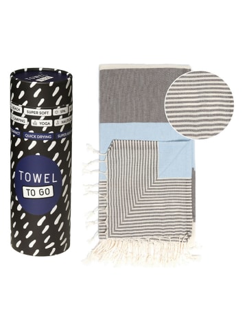 Towel to Go Strandlaken "Towel to Go - Palermo" lichtblauw/zwart - (L)180 x (B)100 cm
