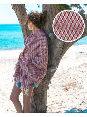 Samimi Hamamdoek "Satranc" bordeaux - (L)175 x (B)95 cm