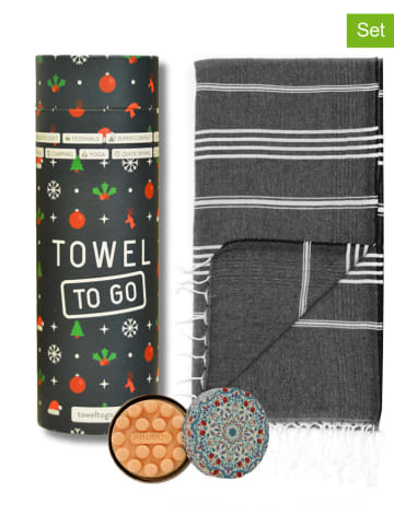 Towel to Go 2tlg. Set: "Wellness & Spa" in Anthrazit