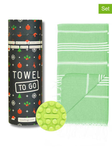 Towel to Go 2tlg. Set: "Wellness & Spa" in Grün