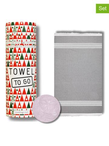 Towel to Go 2tlg. Set: "Wellness & Spa" in Grau