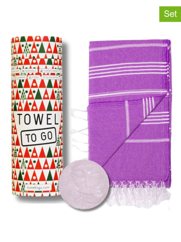 Towel to Go 2tlg. Set: "Wellness & Spa" in Lila