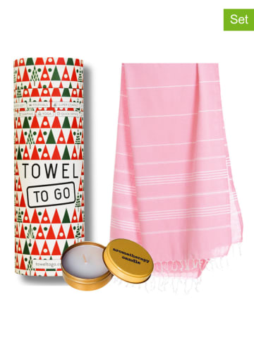 Towel to Go 2tlg. Set: "Wellness & Spa" in Rosa