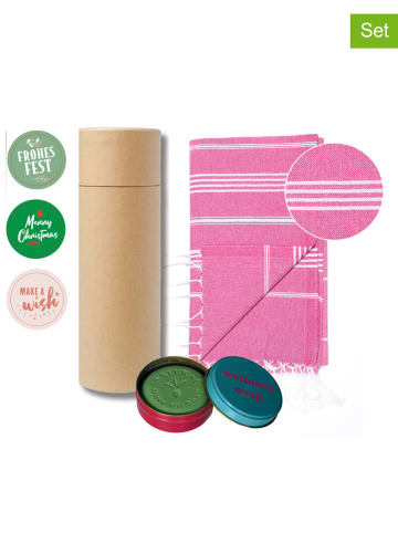 Towel to Go 2tlg. Set: "Wellness & Spa" in Pink