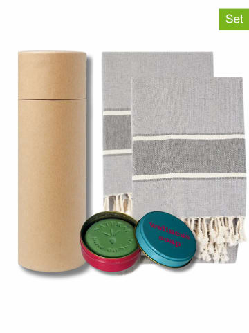 Towel to Go 3-delige set: "Wellness & Spa" grijs