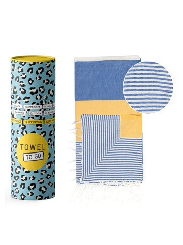 Towel to Go Strandtuch "Towel To Go" in Blau/ Gelb - (L)180 x (B)100 cm