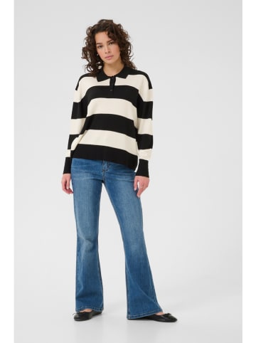 Kaffe Poloshirt crème/zwart