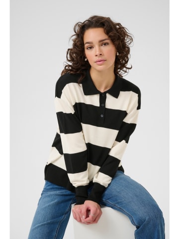 Kaffe Poloshirt crème/zwart
