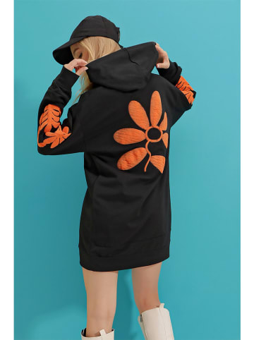 Trend Alaçatı Stili Hoodie zwart/oranje