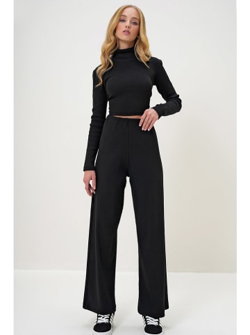 Trend Alaçatı Stili 2-delige outfit zwart