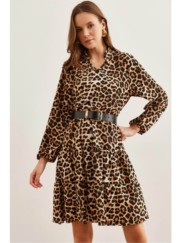 Olalook Kleid in Hellbraun/ Schwarz