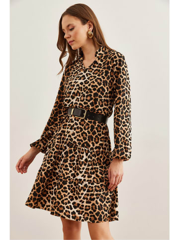 Olalook Kleid in Hellbraun/ Schwarz