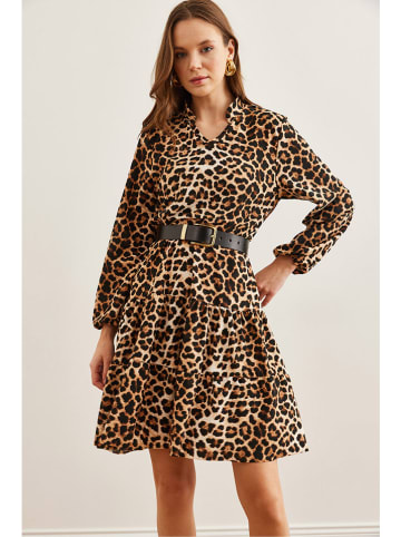 Olalook Kleid in Hellbraun/ Schwarz