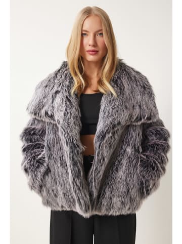 Happiness Istanbul Kurtka w kolorze szarym ze sztucznego futra
