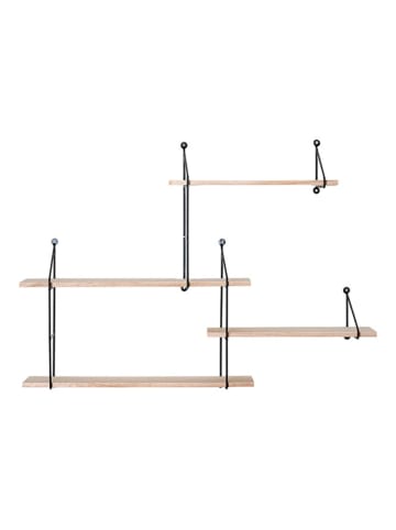 House Nordic Wandregal in Hellbraun/ Schwarz - (B)99 x (H)62 x (T)17,5 cm