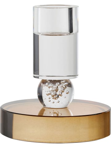 House Nordic Świecznik w kolorze brązowo-białym - wys. 10 x Ø 8,5 cm