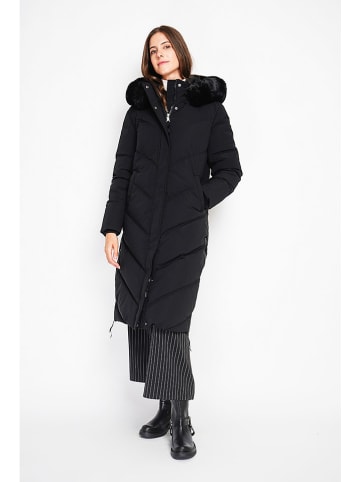 ASSUILI Doorgestikte mantel zwart