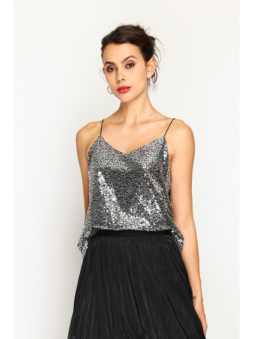 ASSUILI Paillettentop in Silber