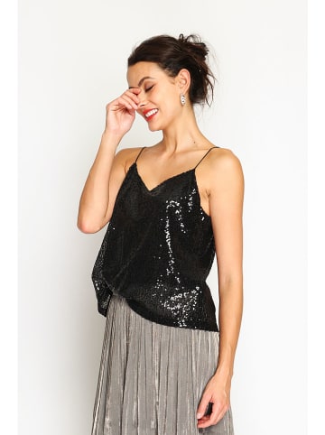ASSUILI Paillettentop in Schwarz