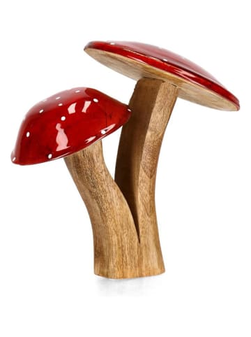 Bizzotto Figurka dekoracyjna "Mushroom" w kolorze jasnobrązowo-czerwonym - wys. 18 cm