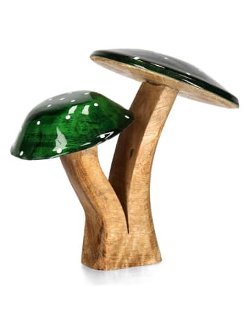 Bizzotto Decofiguur "Mushroom" groen/lichtbruin - (H)18 cm