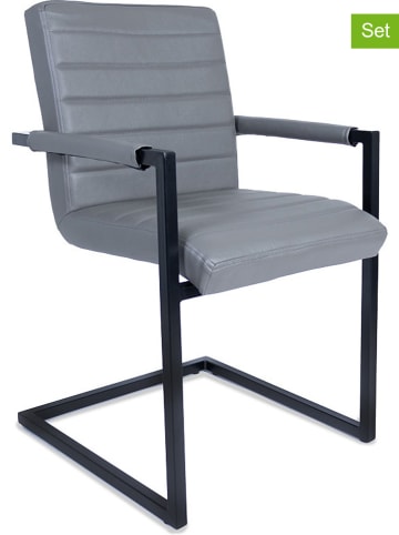 Lifa Living 2er-Set: Freischwinger "Adelaide" in Grau - (B)45 x (H)84 x (T)54 cm