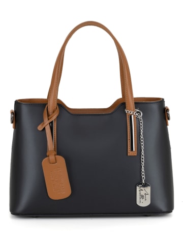 Anna Morellini Leren handtas "Dalila" zwart - (B)28 x (H)22 x (D)8 cm