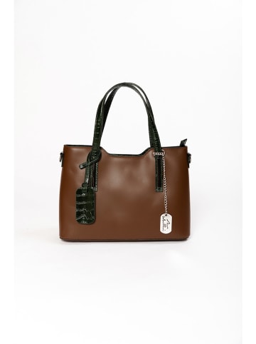 Anna Morellini Leder-Henkeltasche "Corinna" in Braun - (B)28 x (H)22 x (T)8 cm