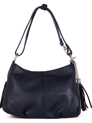 Anna Morellini Leder-Schultertasche "Mia" in Dunkelblau - (B)30 x (H)20 x (T)8 cm