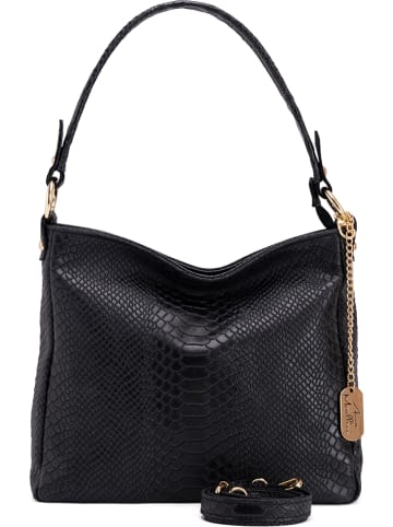 Anna Morellini Leder-Schultertasche "Dania" in Schwarz - (B)29 x (H)24 x (T)8 cm